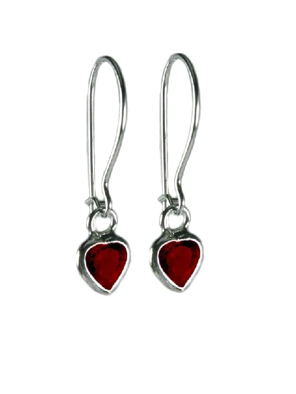 Best hoop earrings with intricate beaded details for a textured, stylish appearance-Red Cubic Zirconia and Sterling Silver Heart Earrings