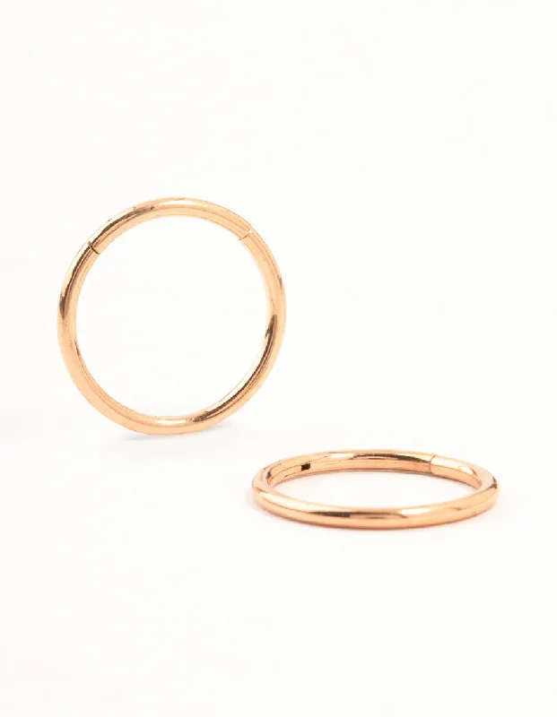 Best hoop earrings with geometric cuts for a sharp, modern appeal-Rose Gold Plated Surgical Steel Sleeper Earrings 12MM