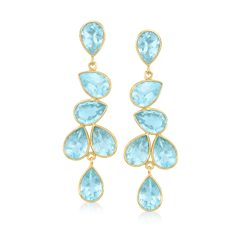 Best hoop earrings with blackened metal for an edgy and bold appearance-Ross-Simons Sky Blue Topaz in 18kt Gold Over Sterling