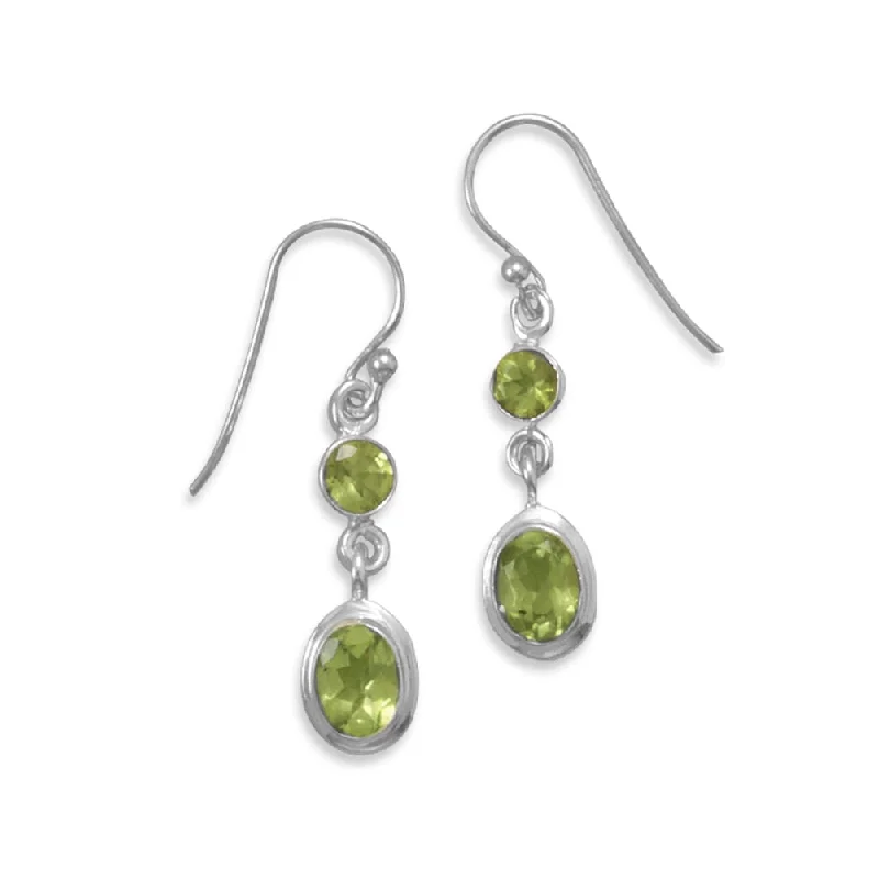 Best hoop earrings with minimalist designs for a clean and modern aesthetic-Round and Oval Peridot Earrings 2-stone Polished Sterling Silver