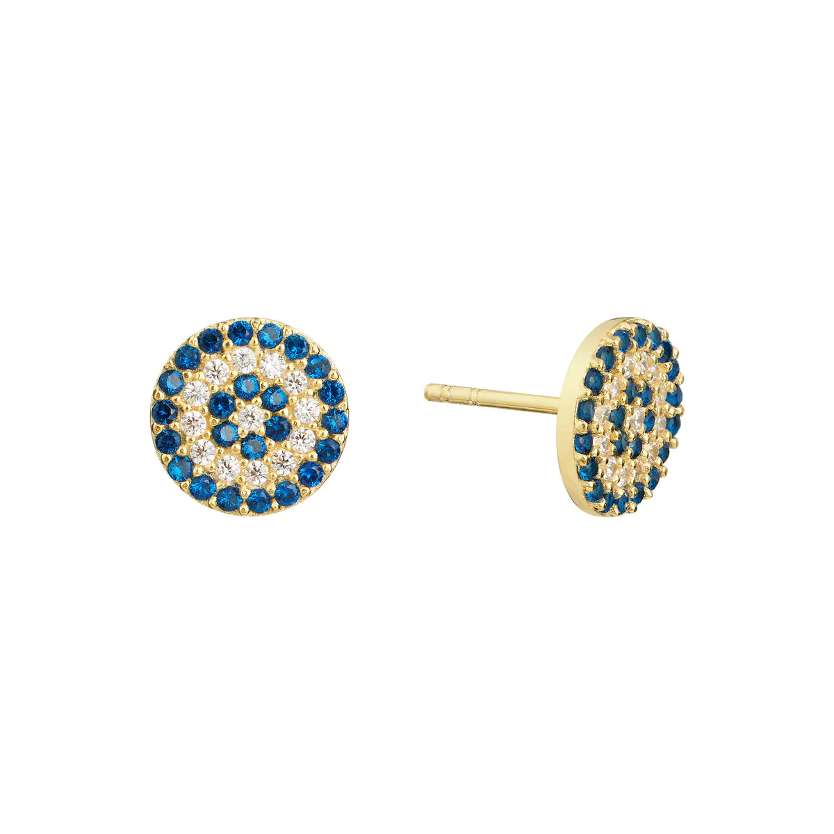 Hoop earrings with luxe velvet finishes for a rich and luxurious touch-Round Evil Eye Stud Earring