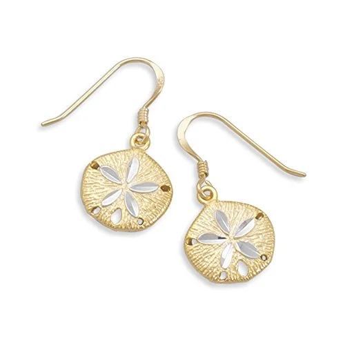 Best hoop earrings with sterling silver for an affordable and chic design-Sand Dollar Two Tone Gold-plated Sterling Silver Earrings