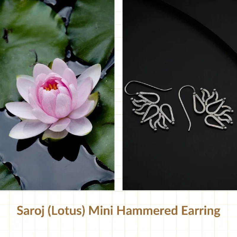 Hoop earrings with hammered textures for a boho-chic and rustic vibe-Mini Saroj ( Lotus ) Hammered Earring