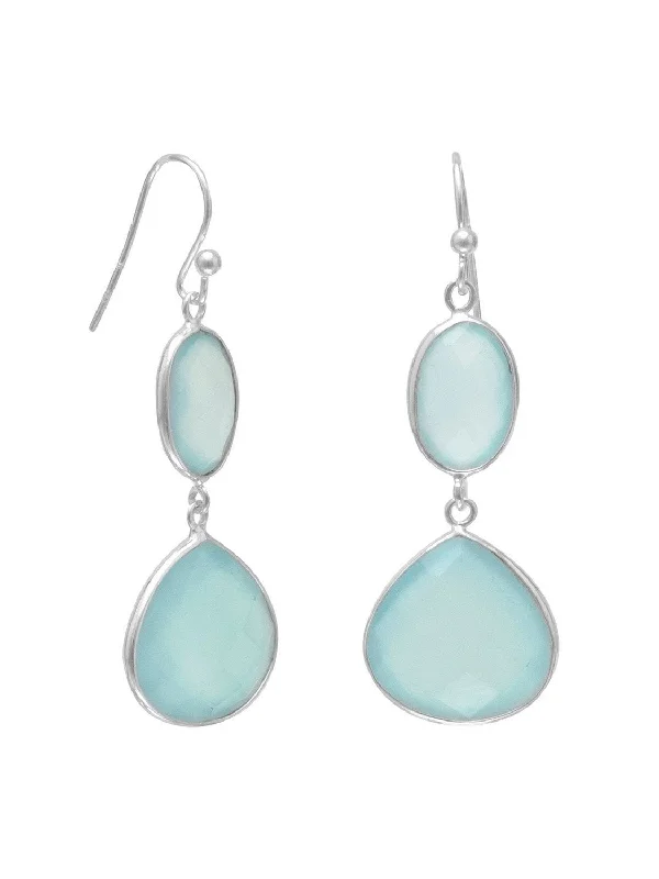 Best hoop earrings with braided leather for a rustic, stylish finish-Sea Green Chalcedony Earrings Oval and Round 4 Stones Sterling Silver