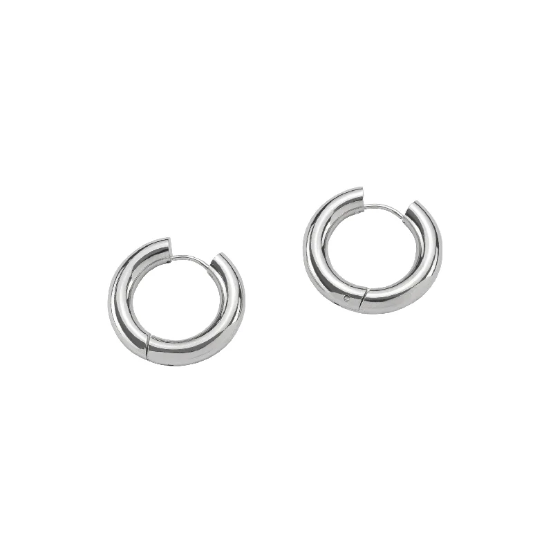 Best hoop earrings with satin ribbons for a soft, feminine appearance-Silver Chunky Hoops