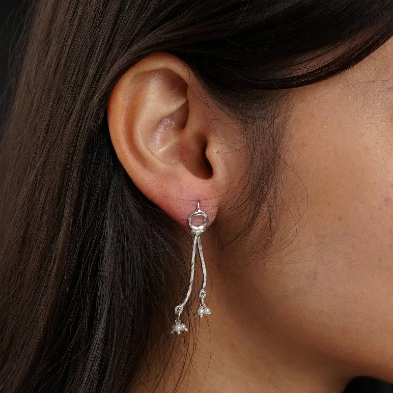 Hoop earrings with stacked layers for a bold and textured design-Silver Fluid Lines Earrings