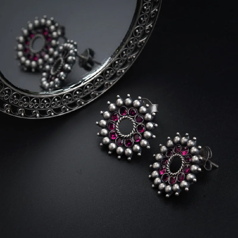 Hoop earrings with leather accents for a sleek and bold combination-Chakra - Karwar Studs (Pink)