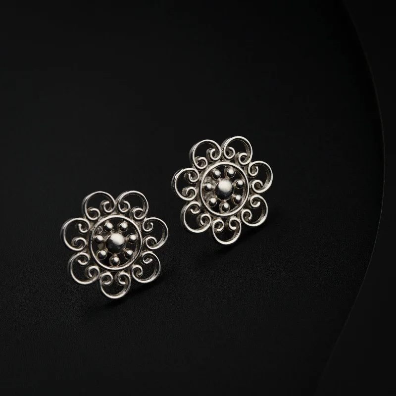 Hoop earrings with infinity loop designs for a continuous and eternal shape-Gopadma  Filigree Earrings Silver