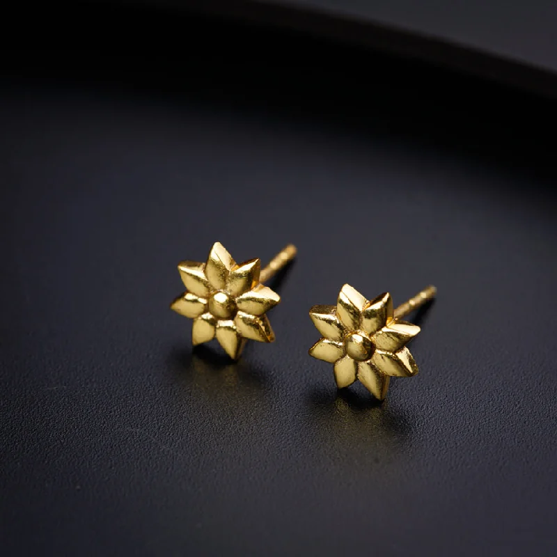 Hoop earrings with satin finishes for a smooth and elegant appearance-Silver Flower Earring: Small (Gold Plated)