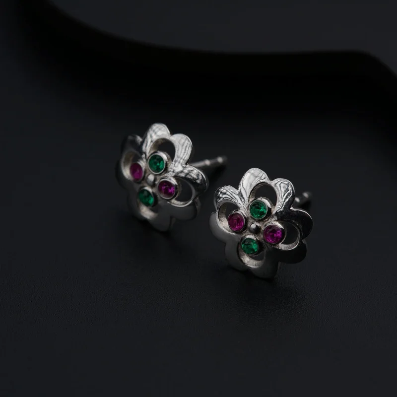 Hoop earrings with colorful beads for a fun and playful vibe-Silver Nakshatra Studs