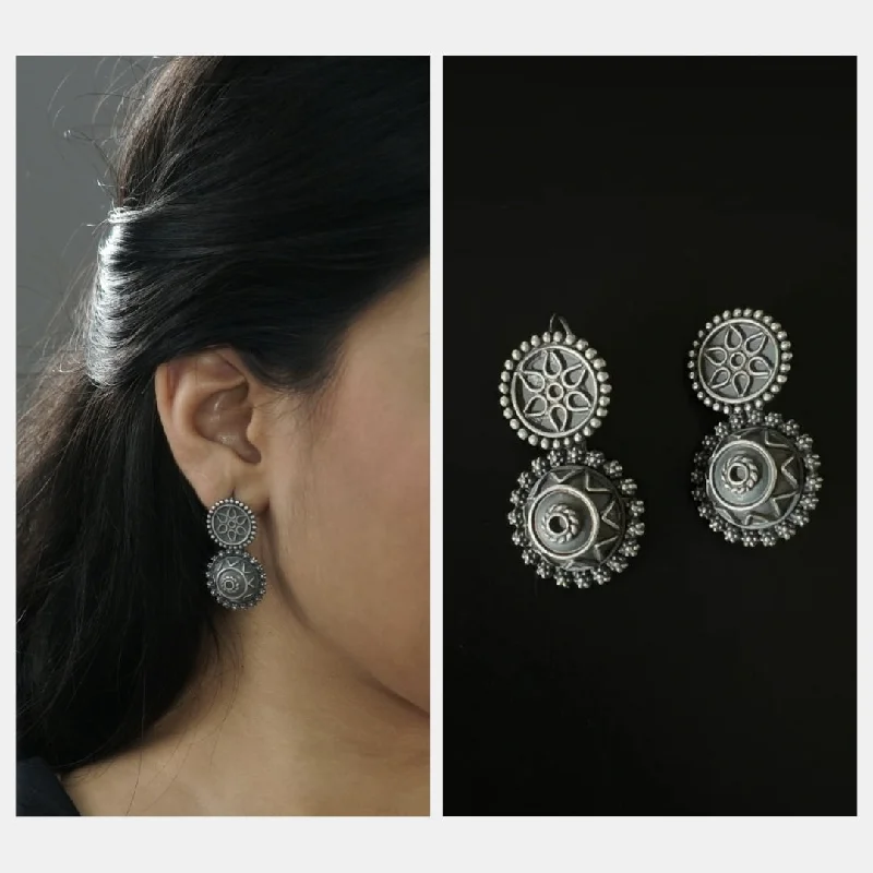 Hoop earrings with leather accents for a sleek and bold combination-Silver Kurak Earrings