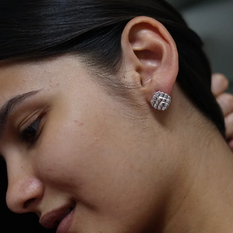 Hoop earrings with a matte black finish for a sleek, edgy vibe-Silver Saaj Motif Earring: अननस (Ananas)