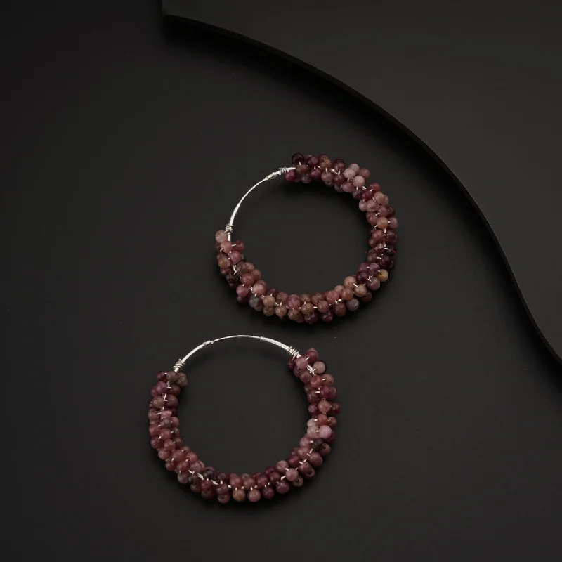 Best hoop earrings with hammered gold for a rustic yet elegant look-Silver Tourmaline Hoops