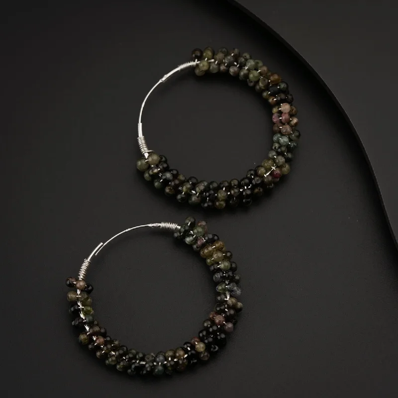 Best hoop earrings with tribal designs for a cultural and exotic aesthetic-Silver Tourmaline Hoops