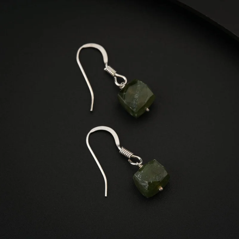 Best hoop earrings with intricate beaded details for a textured, stylish appearance-Single Peridot Silver Earring