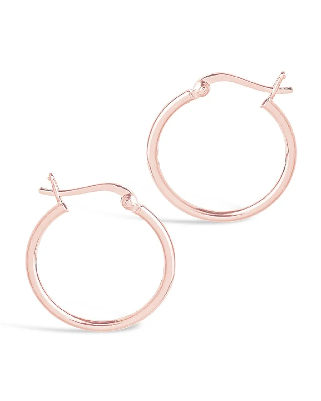 Hoop earrings with textured finishes for a vintage and classic style-Sterling Silver 1" Hoop Earrings-Rose Gold