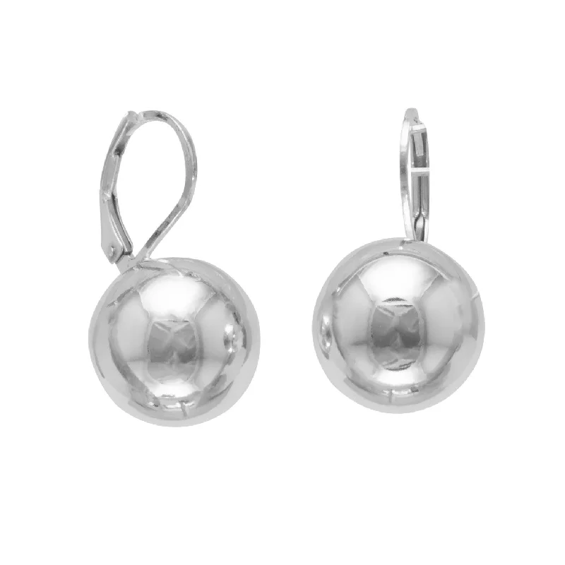 Best hoop earrings with matching bracelets for a coordinated jewelry set-Sterling Silver 14mm Ball Lever Back Earrings