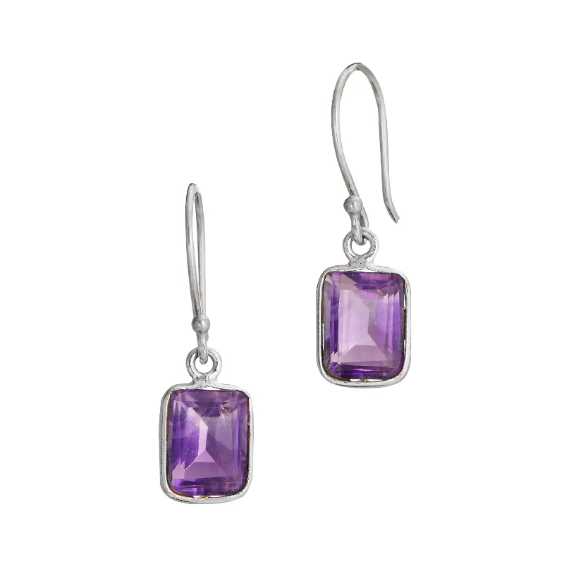 Best hoop earrings with custom designs for a personalized, unique accessory-Sterling Silver Amethyst 2.50 carat French wire earrings