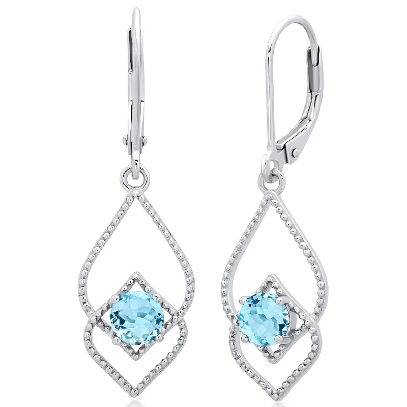 Best hoop earrings with sparkling cubic zirconia for a brilliant, budget-friendly effect-Sterling Silver Genuine or Created 5mm Gemstone Dangle Leverback Earrings