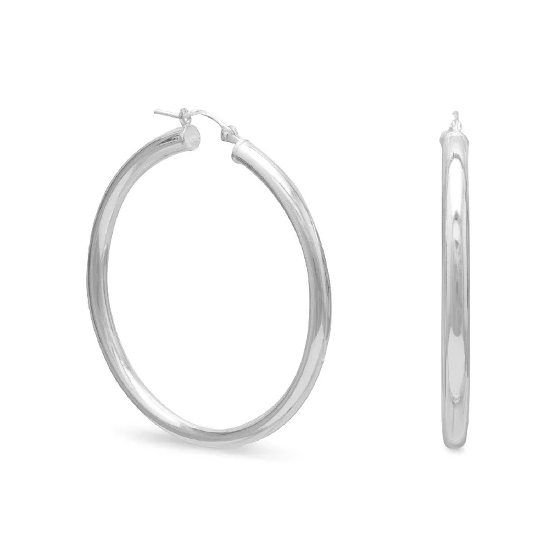 Hoop earrings with abstract wirework for an artistic, unique look-Sterling Silver Hoop Earrings 3x40mm