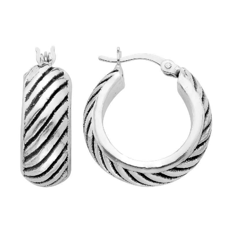 Hoop earrings with satin finishes for a smooth and elegant appearance-Sterling Silver Slashed Hoop Earrings