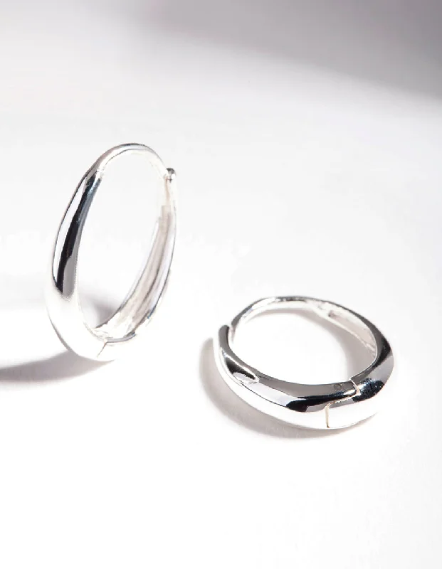 Lightweight hoop earrings for comfortable and all-day wear-Sterling Silver Oval Drop Huggie Earrings