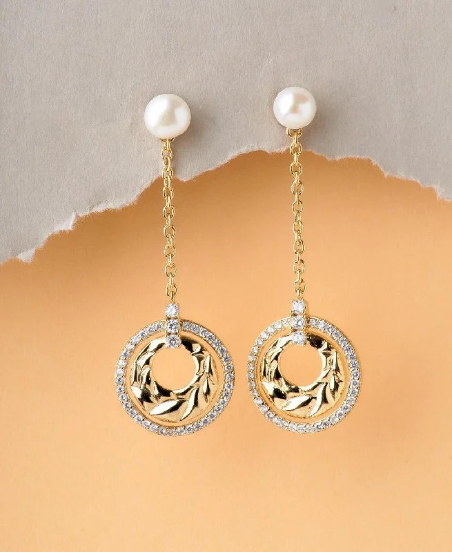 Hoop earrings with cut-out designs for a creative and lightweight effect-Trendy Stone Studded Pearl Earring