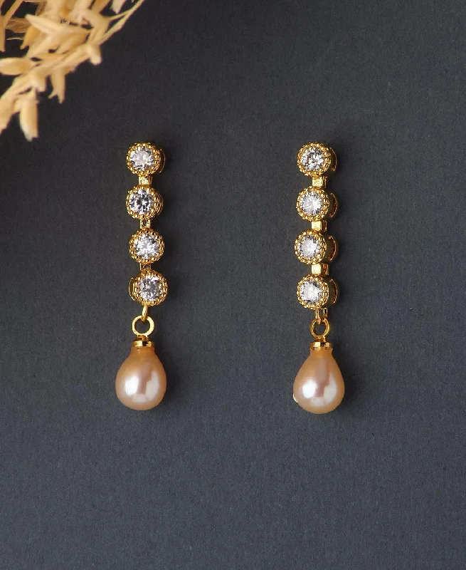 Best hoop earrings with Swarovski crystals for added sparkle and luxury-Trendy Stone Studded Pearl Earring