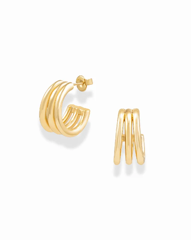 Best hoop earrings with geometric triangle shapes for a modern, chic design-Claudia Trio Hoops