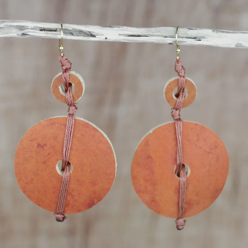 Hoop earrings with abstract wirework for an artistic, unique look-Tropical Fun Dried Calabash Dangle Earrings