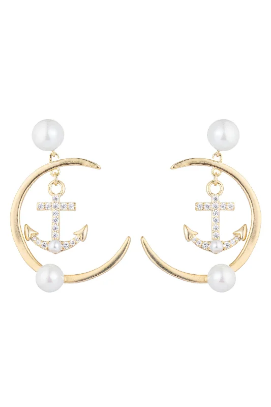 Hoop earrings with polished metal for a shiny and high-quality finish-Anchors Away Earrings