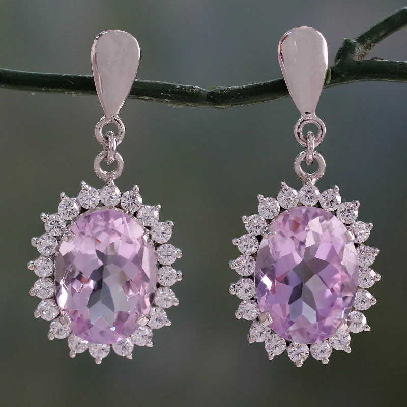 Hoop earrings with removable pendants for a versatile and customizable accessory-Violet Splendor Amethyst dangle earrings