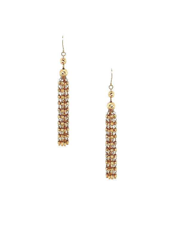 Hoop earrings with floral motifs for a feminine and nature-inspired look-Yellow Gold Tassel Earrings