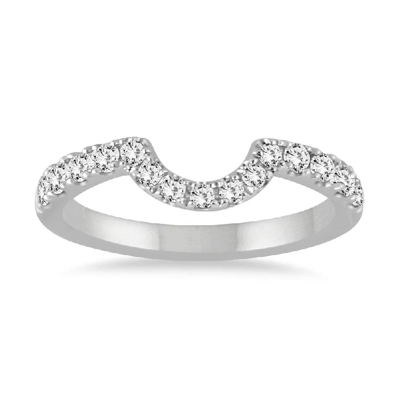 Engagement rings with twisted bands and diamonds -1/3 Carat TW CURVED DIAMOND WEDDING BAND IN 14K WHITE GOLD