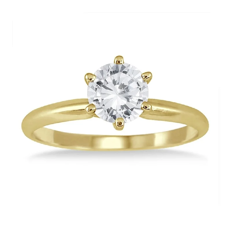 Silver engagement rings with affordable peridot gems -AGS Certified 3/4 Carat Round Diamond Solitaire Ring in 14K Yellow Gold (I-J Color, I2-I3 Clarity)