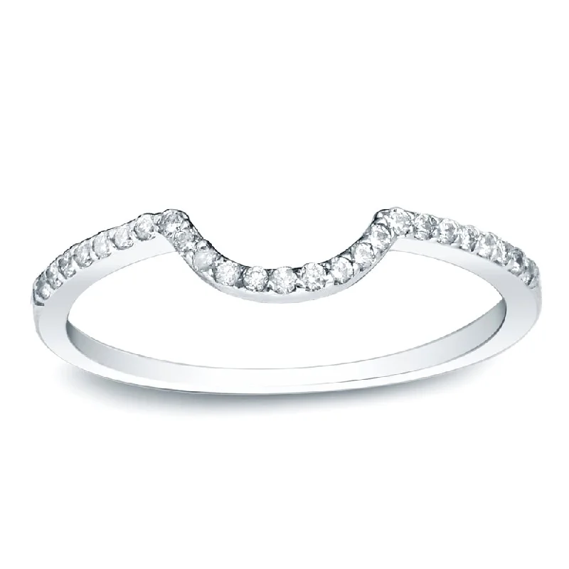 Engagement rings with twisted bands and diamonds -Auriya Curved 1/6ctw Round Diamond Wedding Band 14k Gold