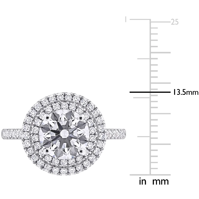 Engagement rings with engraved initials inside bands -Created Forever 2 1/2ct TDW Lab-Grown Diamond and Tsavorite Accent Halo Ring in 14k White Gold