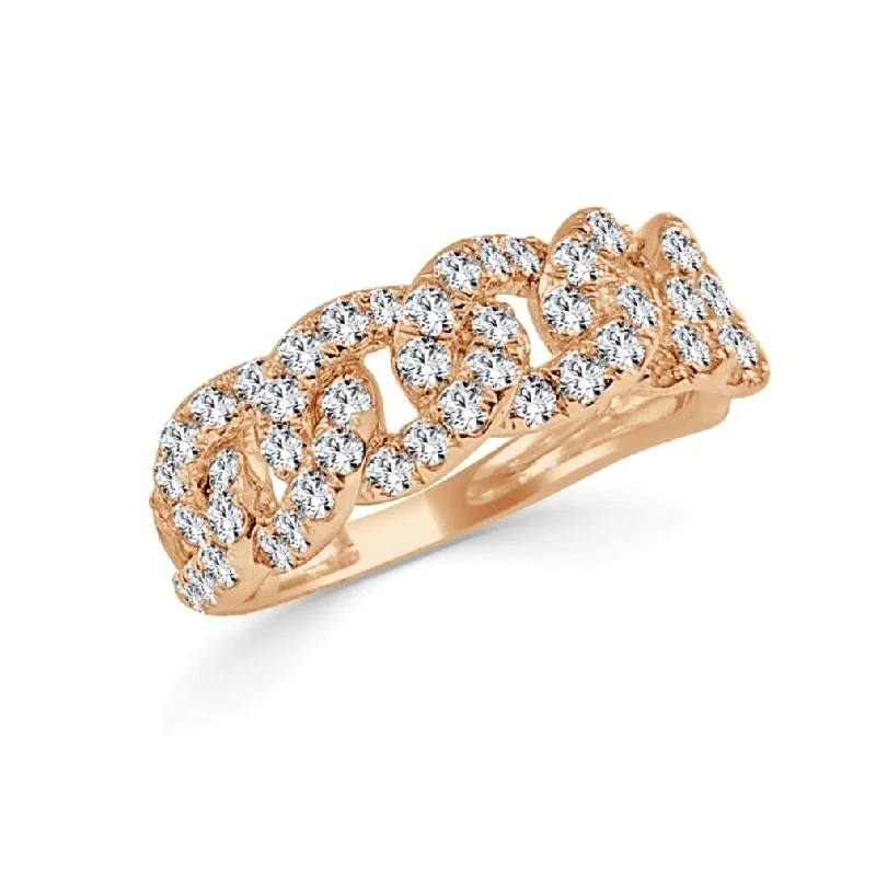 Engagement rings with classic pave garnet bands -Diamond Link Ring 1ct TDW 14K Gold by Joelle Jewelry