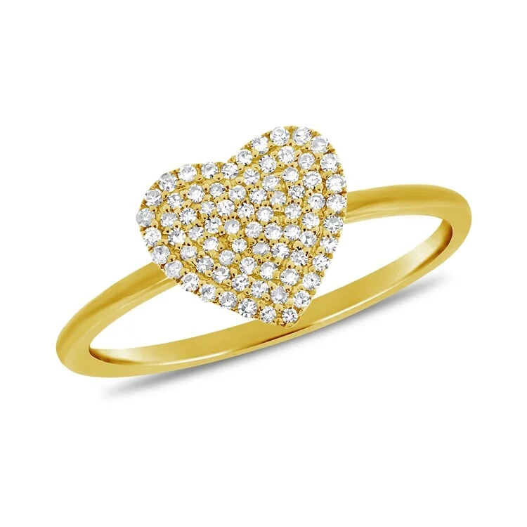 Engagement rings with halo of tiny rubies -Joelle 1/10 ct. Pave Diamond Heart Ring 14k Gold