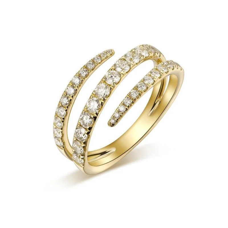 Engagement rings with spiral onyx for edge -Joelle 4/5 ct. t.w. Diamond Wrap Twist Ring 14k Gold