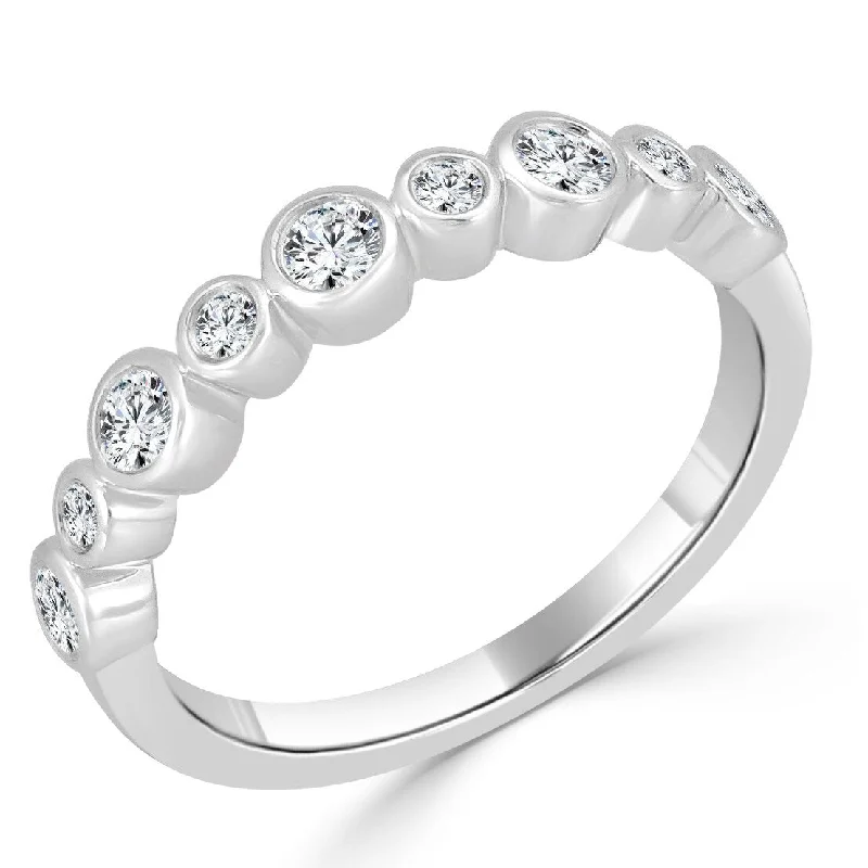 Engagement rings with asymmetrical halo of jade -Joelle Diamond Band 14k White Gold 1/3 ct TDW 1/2 Way Around Band