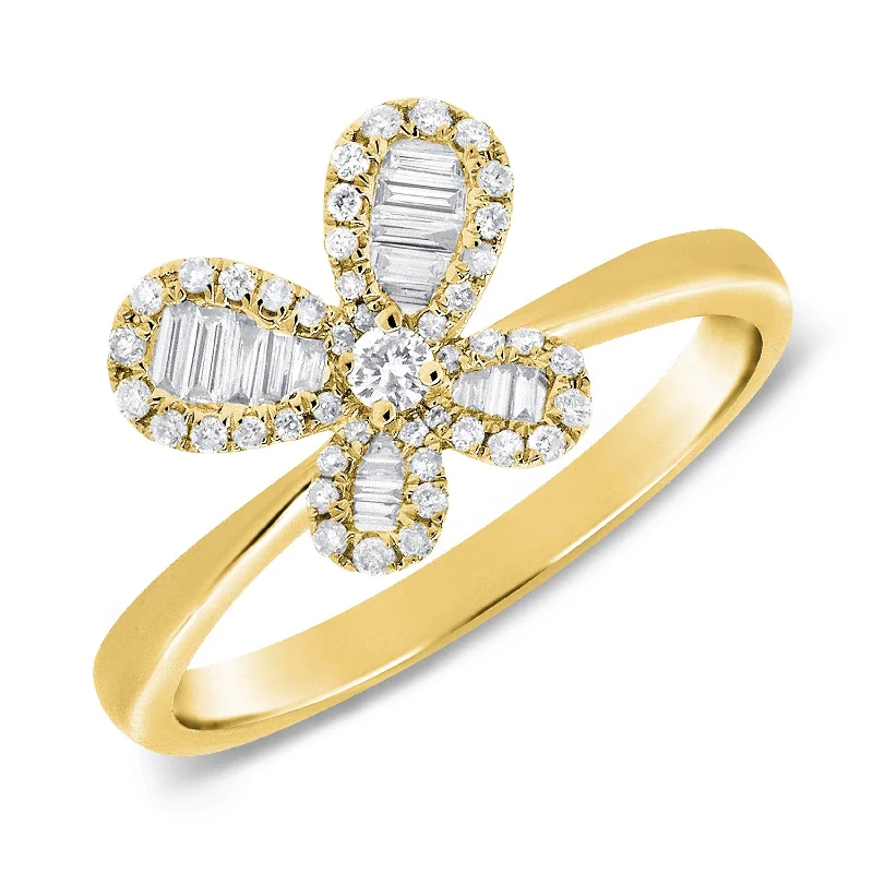 Engagement rings with asymmetrical halo of jade -Joelle Diamond Butterfly Ring 14K Yellow Gold 1/3 CT TDW