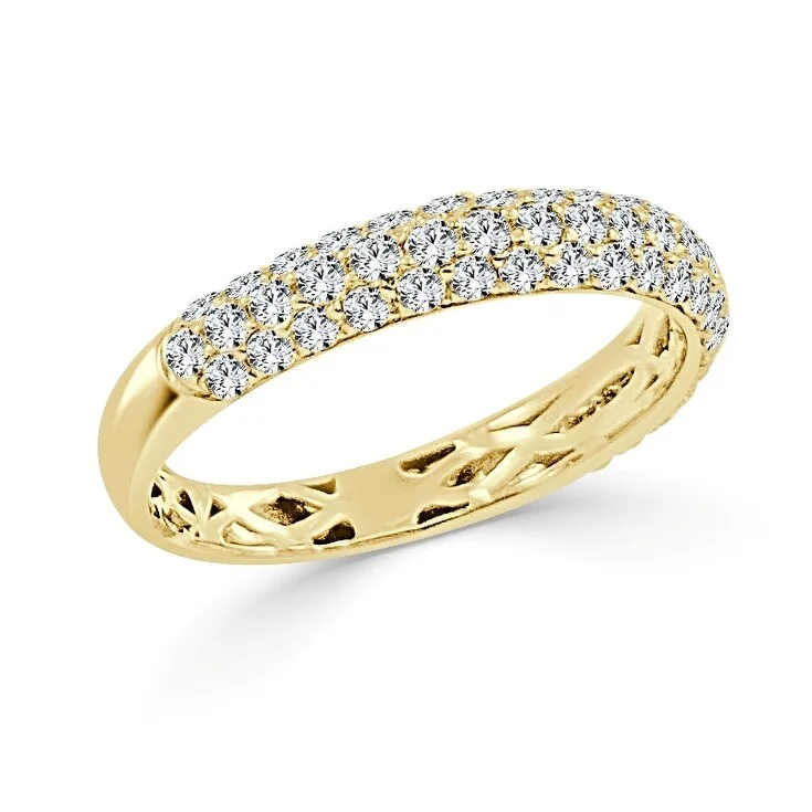 Engagement rings with infinity twist diamond bands -Joelle Diamond Double Row Band 14k Gold 1/2 Way Around Band 7/8 ct TDW