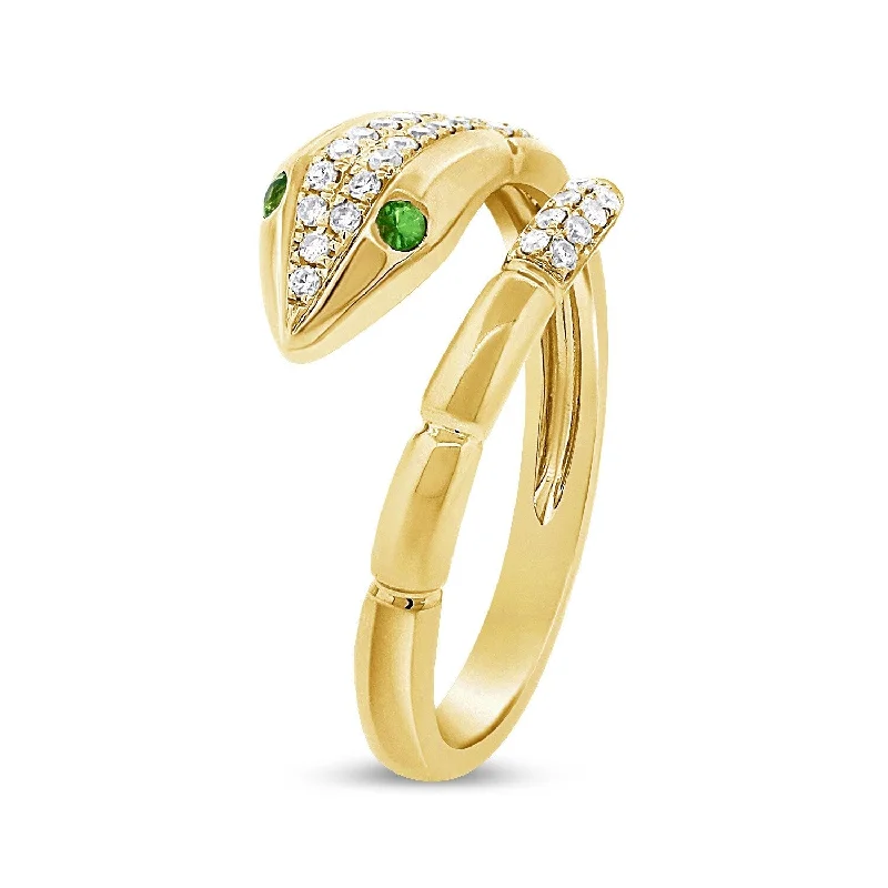 Engagement rings with trillion-cut peridot accents -Joelle Diamond Green Tsavorite Snake Wrap Around Ring 14k Gold Size 6.5