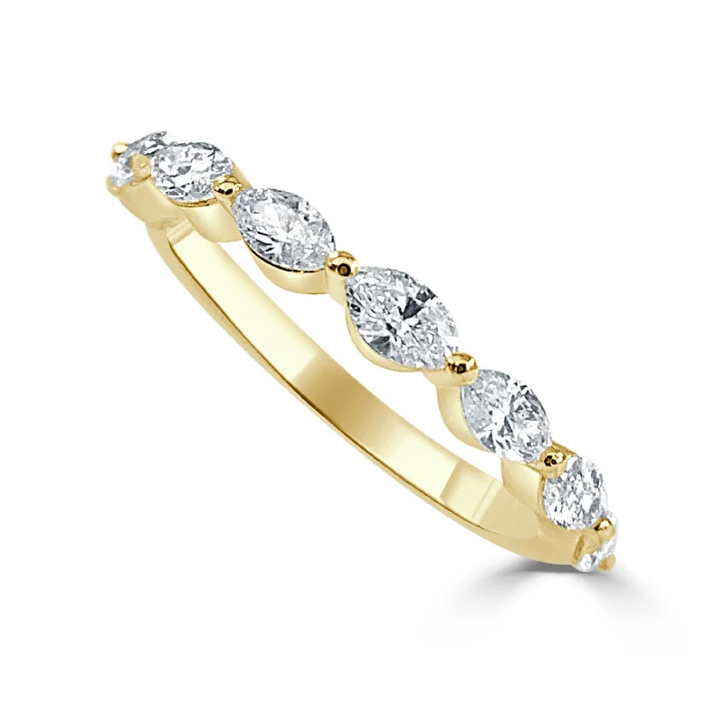 Engagement rings with bezel-set citrine for safety -Joelle Diamond Marquise Band Ring 14K Gold 3/4 CT TDW