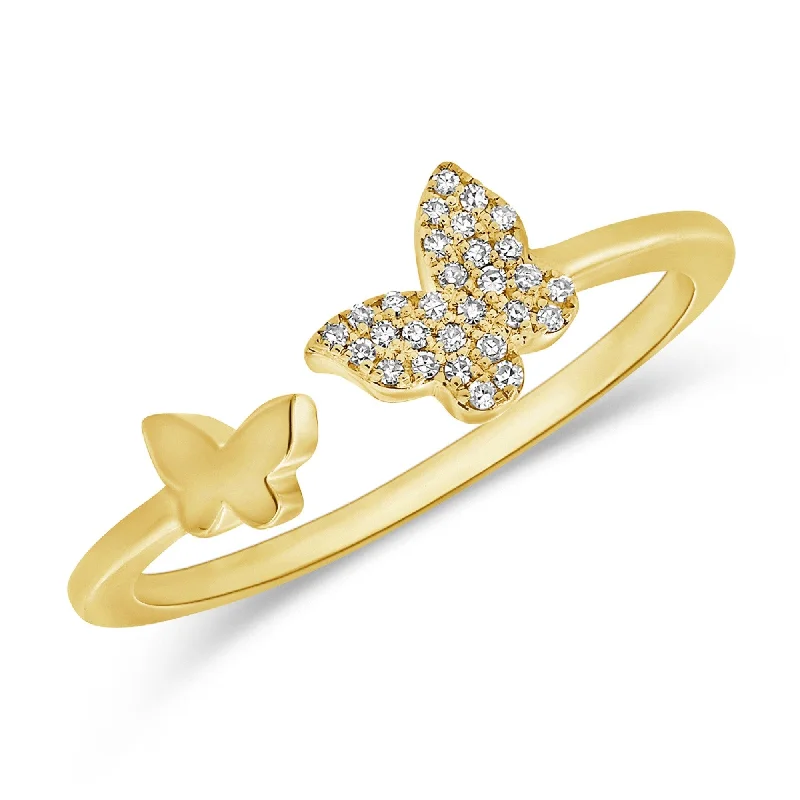 Engagement rings with pearl accents for elegance -Joelle Diamond Open Butterfly Band Ring For Her - 14K Gold Diamond Stackable Ring