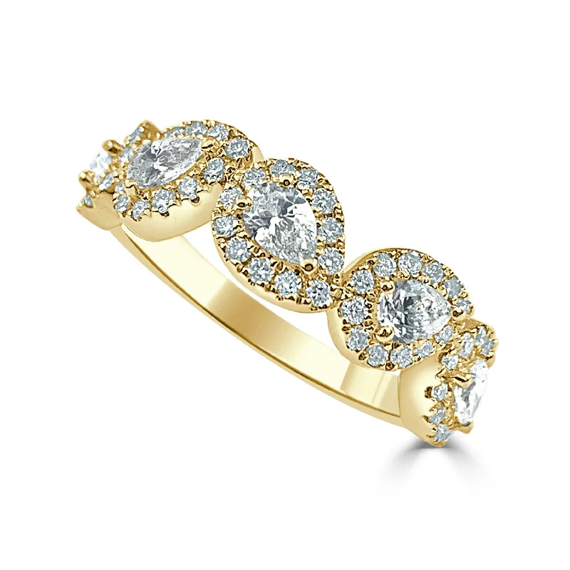 Gold engagement rings with pear-cut sapphire gems -Joelle Diamond Pear Shape Band Ring 14K Gold 5/8 CT TDW