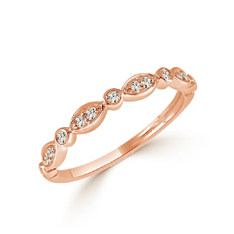 Engagement rings with spiral onyx for edge -Joelle Diamond Ring 14k Rose Gold 3/4 Way Around Band 1/10 ct TDW