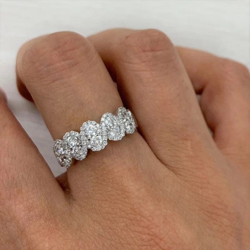 Engagement rings with twisted bands and diamonds -Joelle Diamond Ring 3/4 CT TDW 18K White Gold