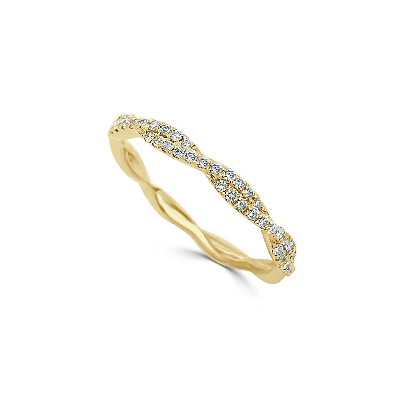 Engagement rings with twisted bands and diamonds -Joelle Diamond Stackable Twist Ring 14k Gold